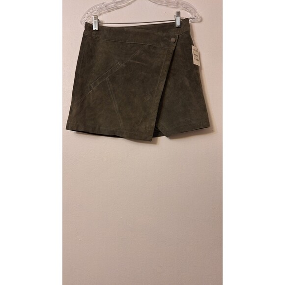 NWT BLANKNYC GREEN LEATHER SUEDE WRAP MINI CLASSIC Y2K BOHO SKIRT WOMEN SIZE 26 - Picture 2 of 8